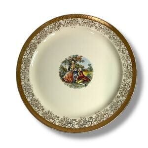 Vintage Taylor Smith Taylor TS&T Victorian Couple 10" Dinner Plate 22K Gold Trim